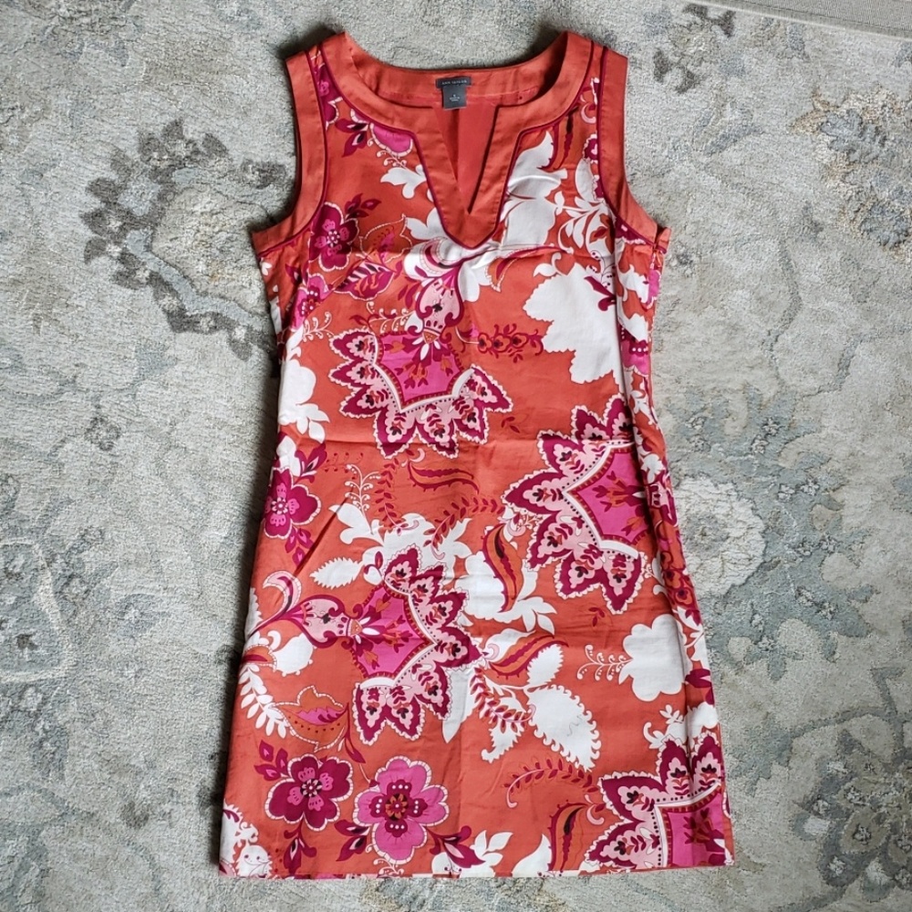 Ann Taylor Dress Women 4 Sheath Floral Orange Pink